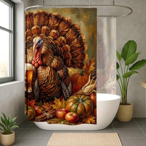 Rideau de douche imperméable orange rustique citrouilles extra large