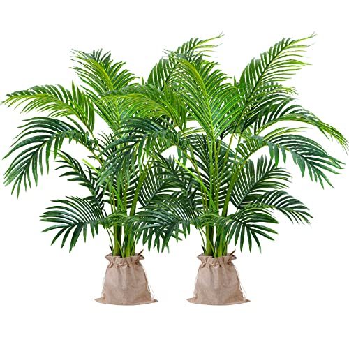 Worth Garden 4ft Artificial Areca Palm Plant 2 Packs in Pot,...