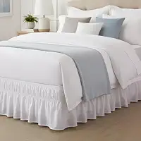 Saia para Cama Box Ajustável, Microfibra 100% Poliéster, Compatível com Solteiro até Queen, 28cm de Altura (Branco)