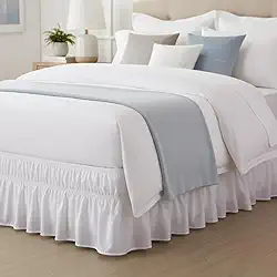 Saia para Cama Box Ajustável, Microfibra 100% Poliéster, Compatível com Solteiro até Queen, 28cm de Altura (Branco)