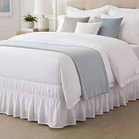 Saia para Cama Box Ajustável, Microfibra 100% Poliéster, Compatível com Solteiro até Queen, 28cm de Altura (Branco)