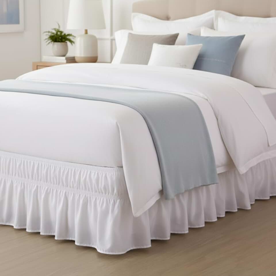 Saia para Cama Box Ajustável, Microfibra 100% Poliéster, Compatível com Solteiro até Queen, 28cm de Altura (Branco)