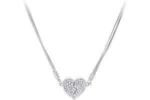 Assote Double-Sided Heart-Shaped Necklace With Diamond-Studded Magnets For Couples