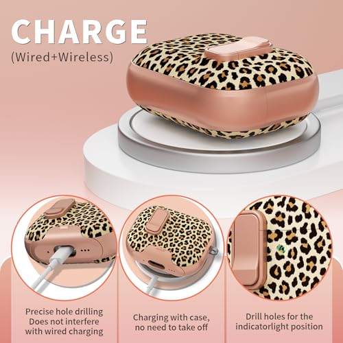 Image of for AirPods Pro 3 Case with Lock & Phone Stand,Cute Floral Pattern Style | PC & TPU Dual Layer Protective Cover with Keychain & Cleaner Pen for Apple AirPod Pro 3rd Generation Women (Leopard Print)