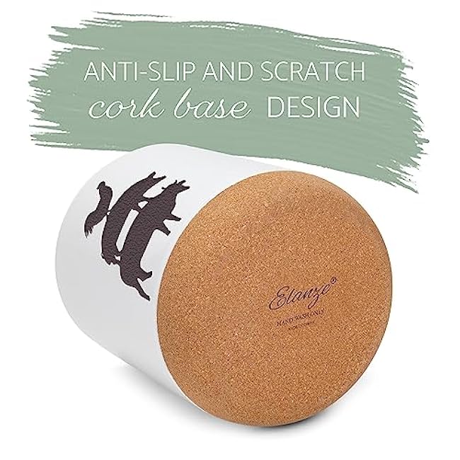 Elanze Designs Cow Pig Chicken White X-Large Cork Bottom, Kitchen Counter, Ceramic Stoneware, Coffee, Tea and Hot Chocolate, Machine Brewing, K Capsule Pod Cup, Organizer, Jar, Crock, Holder