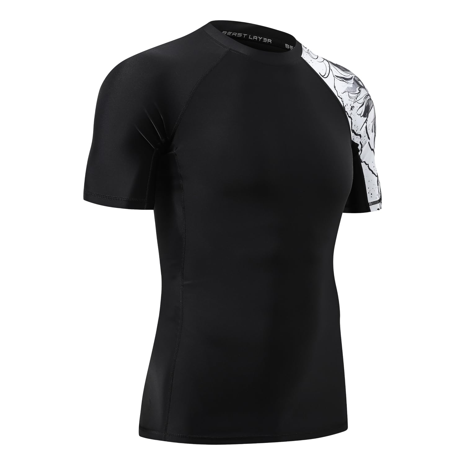 HUGE SPORTS Camiseta de natación de manga corta Rashguard para hombre, protección solar para natación, surf, buceo