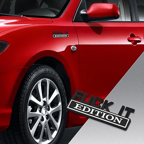 Image of Fuck IT Edition Emblem, Car Exterior Emblems Badge 3D Sticker Decal, Fuck-IT Edition Emblem 3D Fender Badge Decal, 3D Fender Badge Decal Car Truck Replacement, Fit for All Cars (Black White 1)