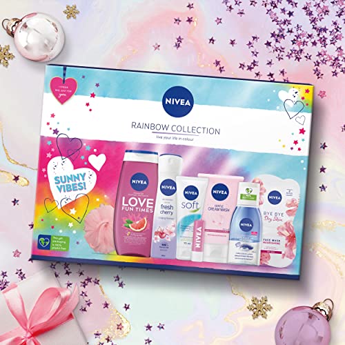 NIVEA Rainbow Collection Gift Set (8 Pieces), Refreshing and Colourful NIVEA Gift Set Includes Shower Gel, Face Wash, Face Mask, Lip Balm and More, Gifts for Women - Image 6