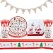simyron Christmas Stoviglie Feste 52pcs Stoviglie per Feste Include Piatti di Carta, tovaglioli,Bicchiere di Carta, Feste Natalizie a Tema Natalizio（10 Ospiti）