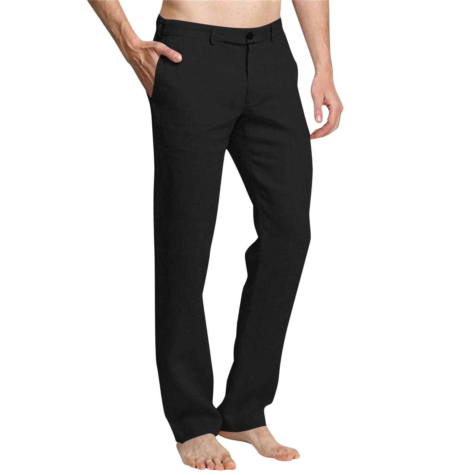 Dress Pants for Men Flat Front Business Work Linen Pants Summer Beach Wedding Guest Suit Trousers Casual Golf
