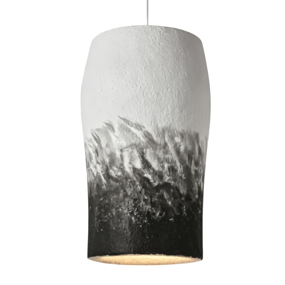 ESIYUVO Neo-Chinese Chandelier Wabi-sabi Zen Pendant Light Black and White Gradient Cylindrical Hanging Lamp High-Density Polystyrene Kitchen Island Lighting Fixture for Living Room Bedroom Bedside