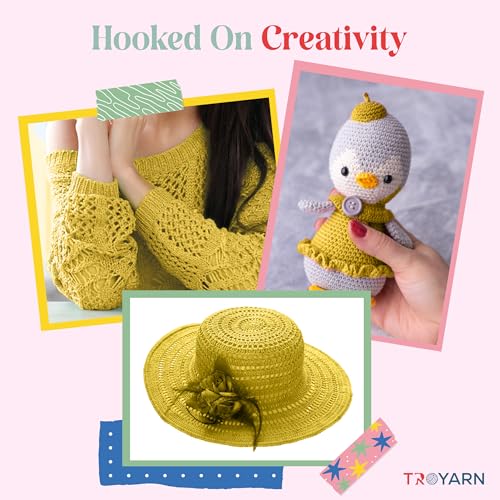 Image of TROYARN Summer (2- Skeins Pack) Silk Effect Hand Knitting Yarn Crochet Art Lace Craft 100% Microfiber Acrylic 2x100 gr (2x383 yds) (105110 - Daisy)