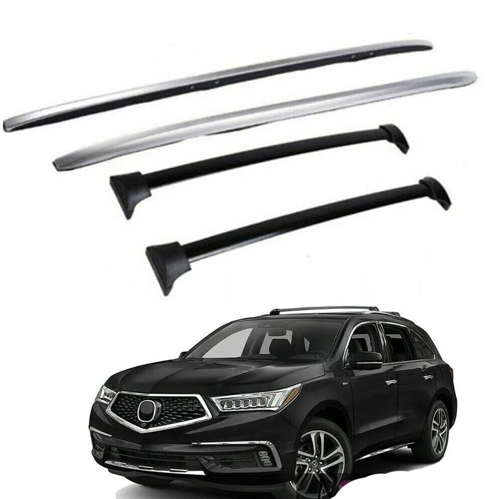 YHELI 4Pcs Fits for 2014-2021 Acura MDX Roof Side Rail Rack Cross Bars Crossbars Cargo, silver & black, nfbd38