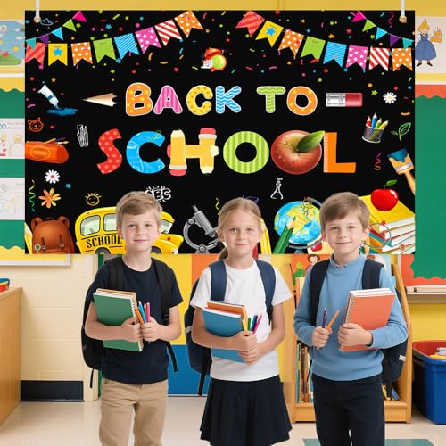 AIBIIN Back to School Backdrop First Day of School Classroom Photography Background Welcome Back to School Preschool Kindergarten Classroom Party Decorations Banner Photo Booth Props 70.8x43.3 inch - Image 5