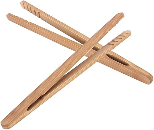 Miniatura 2 de Bamboo Toast Tongs, 7 Inches Mini Wood Cooking Tong with Anti-slip Design Great for Serving Food/Toaster/Bread & Pickles/Sugar/Barbecue,Small
