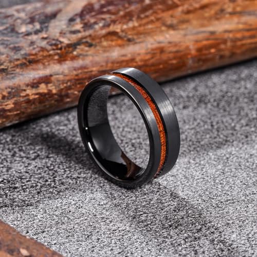 King Will Nature Tungsten Carbide Wedding Band 7mm Silver/Black Tungsten Ring with Wood Inlay Comfort Fit2