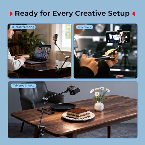 Image of SMALLRIG Desktop Magic Arm Support with Crab-Shaped Clamp Kit, Aluminum Alloy, 24.3x4.5x1.1 in, 0.6lb Payload, for Smartphones, Webcams, Action Cameras, 5624