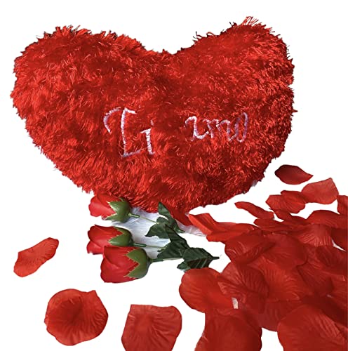 Cojín corazón te amo grande decorativo cojín de peluche en forma de corazón de suave piel sintética con cordón regalo romántico San Valentín Cover