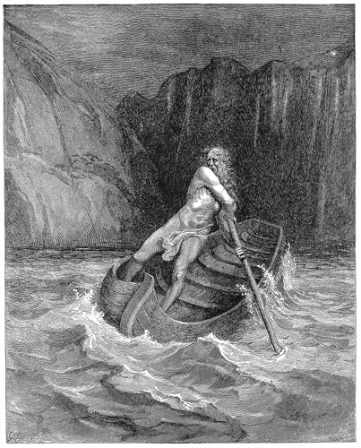 Lienzo de Caronte y Dante por Gustave Doré para crear un ambiente elegante en el salón