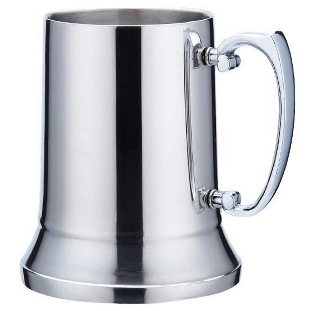 Camisin Tankard Stein Double Wall Steel Beer Mug Cocktail Breakfast Milk Mugs With Handgrip Coffee Cup 560Ml