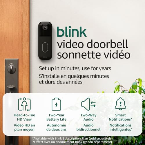 All-new Blink Video Doorbell + Outdoor 4 – Wireless smart security cameras, head-to-toe HD view, two-year battery life. Sync Module Core included – 5 camera system + Video Doorbell