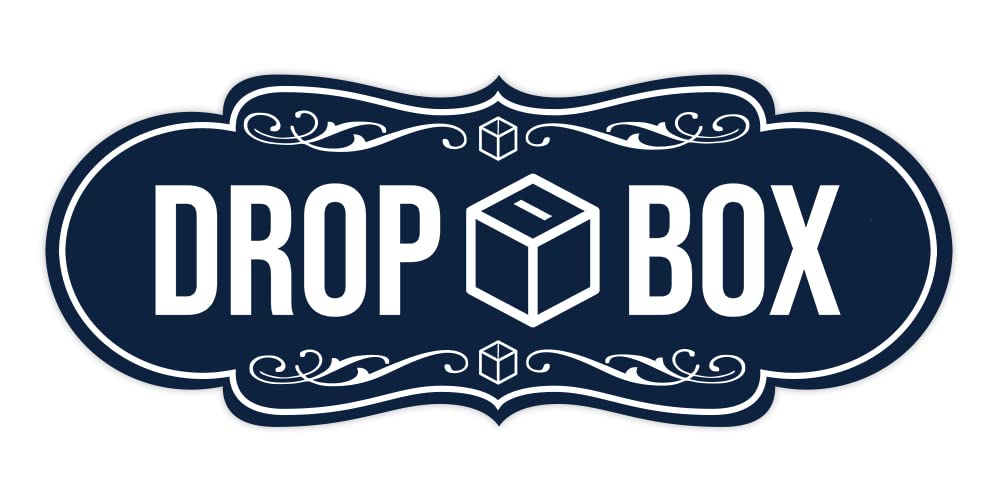 Designer Drop Box Sign (Navy Blue/White) - Large