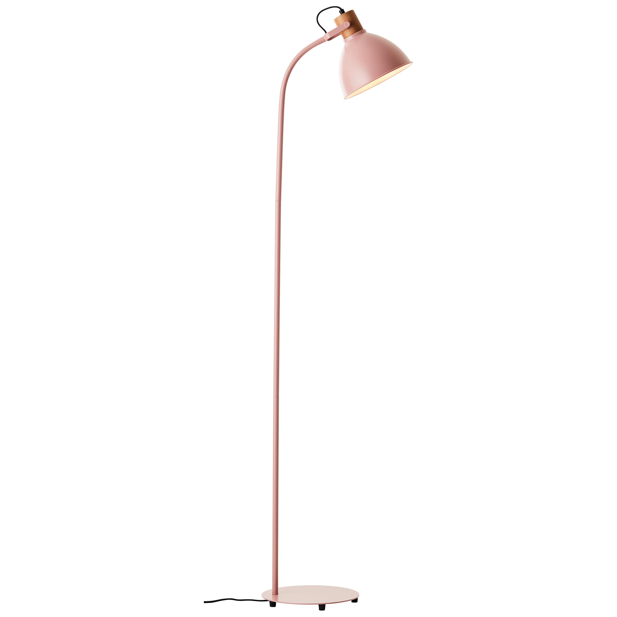 Brilliant Erena - Lámpara de pie (1,5 m, interruptor de pie de metal/madera, 1 x A60, E27, 40 W, adecuada para lámpara normal (no incluida)