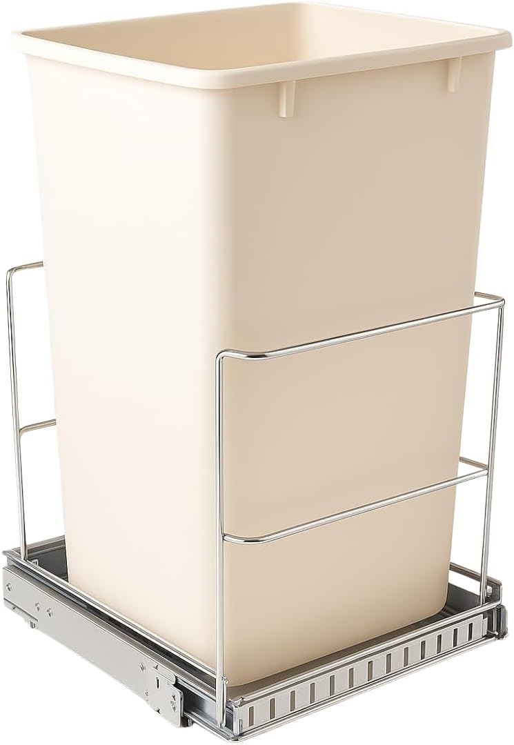 HOLDN’ STORAGE Pull-Out Cabinet Trash Can Organizer, Fits 9 Gal/35 Qt Bins, Heavy-Duty Chrome Frame, Soft-Close Slide, Adaptable Mounting Options, Fits 12”+ Cabinet Opening, Bin Not Included