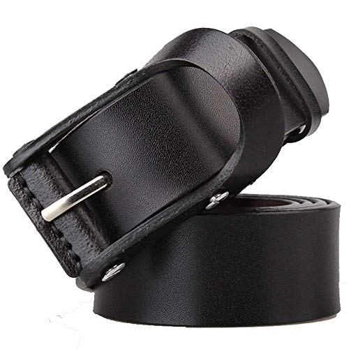 Z&YY Cinturón de Cuero antialérgico para Hombres Casual Aguja Pura Hebilla Cinturón Negocio para Pantalones Vaqueros Pantalones (Color : Negro, Tamaño : S)