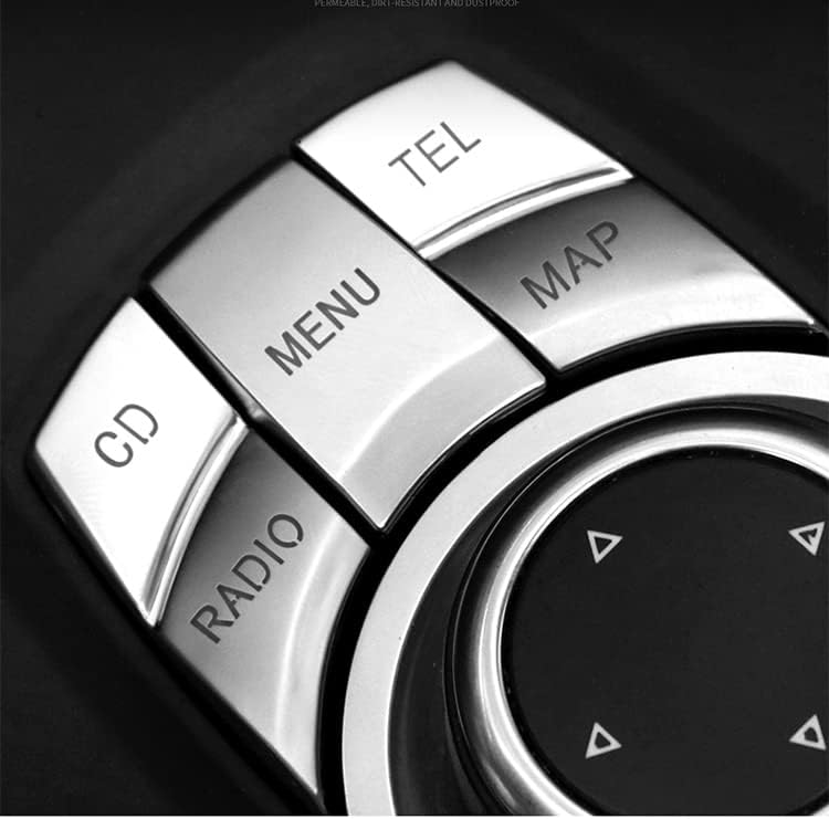Miniatura 5 de Toworldit - Adhesivo decorativo con botón multimedia plateado compatible con BMW 1 2 3 5 7 Series X1 X3 X5 X6 7 teclas multimedia iDrive botón de