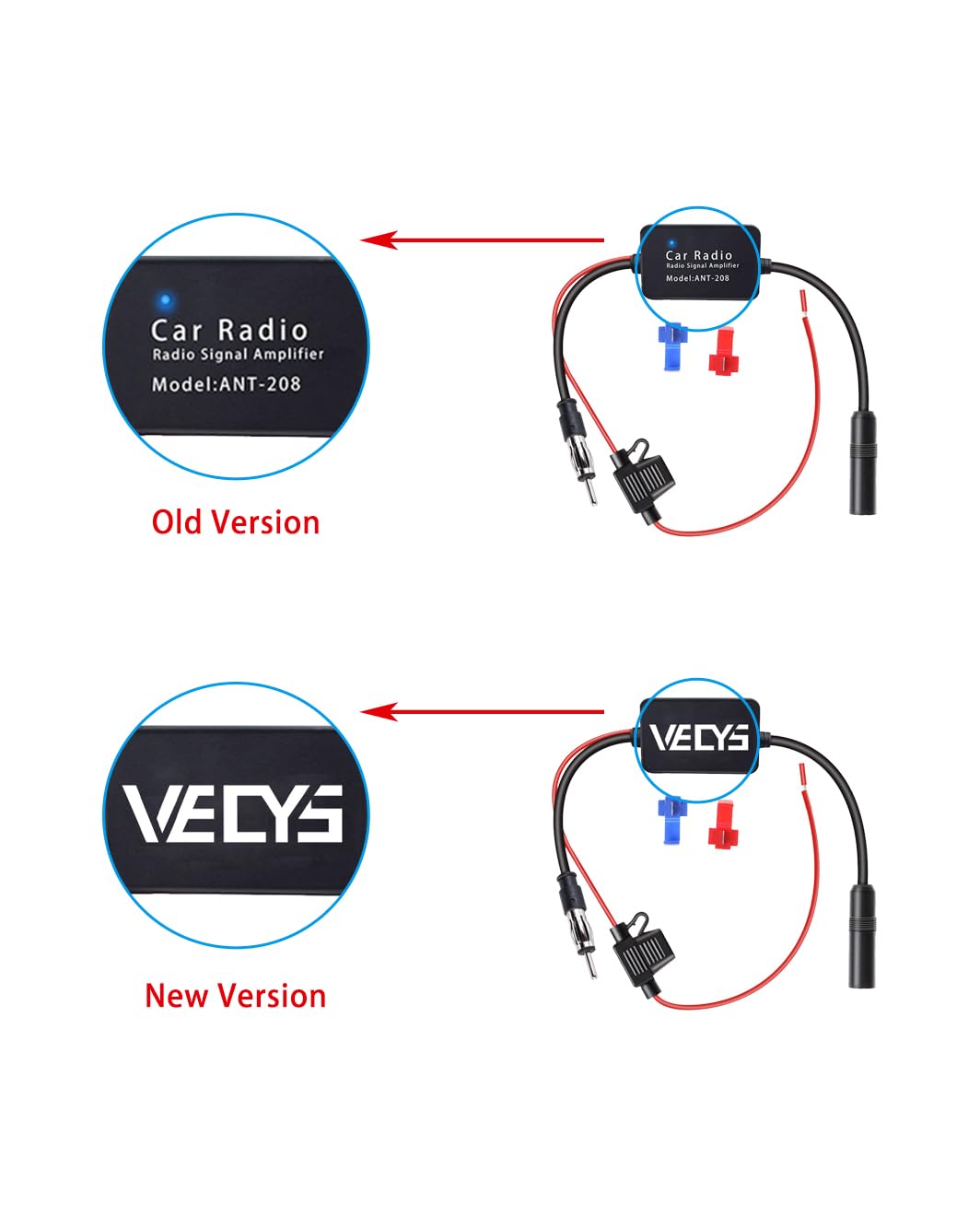 Vecys FM/AM DAB DAB+ Antena Samochodowa Wzmacniacz Sygnału Wzmacniacz DIN żeński do DIN Męski Adapter 12V Digital Radio Antena Splitter Antena Wzmacniacz dla Audio Stereo Digital Car Radio