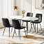 White Marble Effect Table + Set of 4 Black Linen Chairs