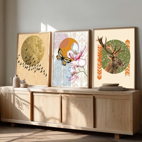 Image of kotart Paintings Modern Art Wall Decor Framed Paintings for Bedroom Room Living Room - Framed Wall Posters /Paintings with Frame - Painting for Wall Decoration - Set of 3 - D (Art 5, 13x17 inch)