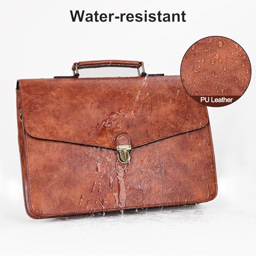 ESTARER Bolsa mensageiro masculina de couro para laptop de 15,6 polegadas, bolsa de ombro fina para