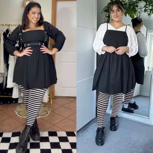 Image of DRESHOW Plus Size Thigh High Socks Striped Over Knee Long Boot Stockings Knee High Tube Socks Leg Warmers for Women