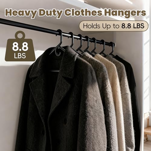 UEAKPIC Black Plastic Hangers 36 Pack, Heavy Duty Clothes Hangers with Center Hook & Non-Slip Pants Bar for Standard Size Shirts, Pants, Coat, Dresses, Jackets, Scarves and Belts by UEAKPIC - Used condition - Image 4