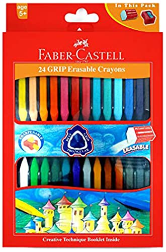 Image of Faber-Castell 48 Triangular Colour Pencils Grip Erasable Crayon Set - Pack of 24 (Assorted)