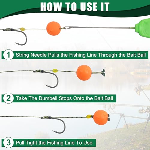 Kit de Anzuelos para Pesca de Carpa FUSIGO HBZH-8340-KIT, Juego de 24 Anzuelos Curvos de Acero al Carbono con Hilo Trenzado y Accesorios miniatura 7
