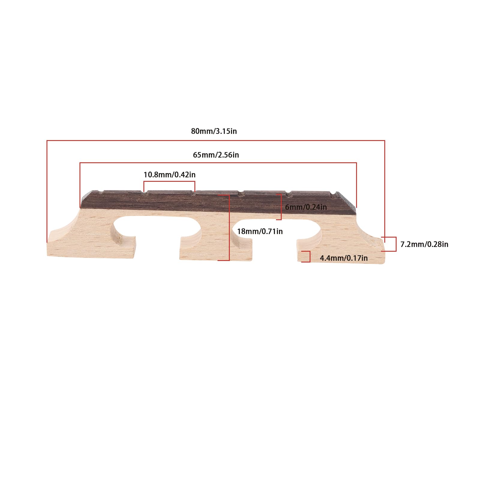 LT Easiyl 2PCS Bridge Replacement Accessories 6 String Three-Legged Ebony Maple Banjo Bridge Compatible with Banjo Guitar Ukulele - Image 4