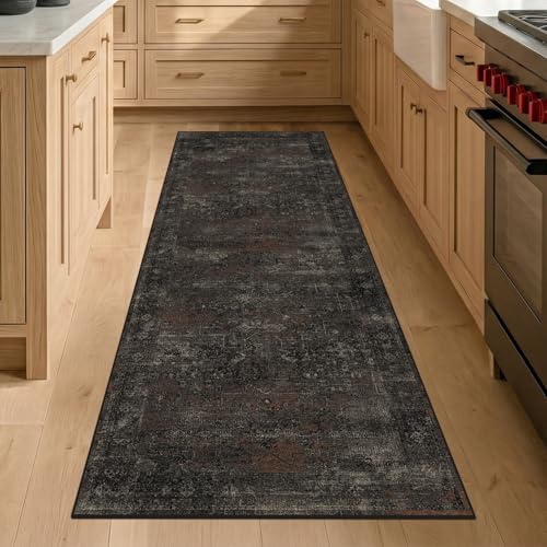 Tapete corredor lavable antideslizante 2x6 negro volcánico