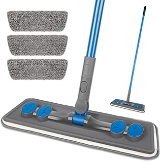 Microfiber Dust Mops for Floor Cleaning - FORSPEEDER Microfiber Floor Mop for Hardwood Floors Wood Laminate Vinyl Tile, Wet Dry Mop with 3 Washable Chenille Pads and Extendable Long Handle