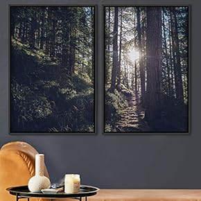 signwin 2 Piece Framed Canvas Wall Art Brown...