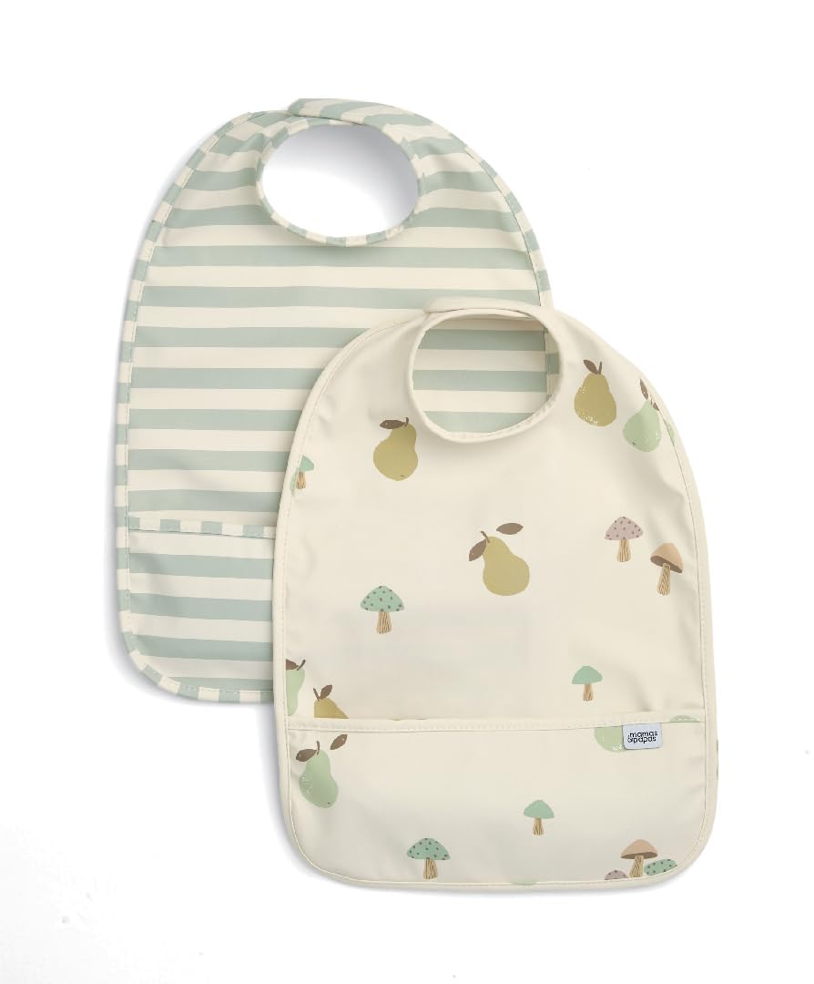 Mamas & Papas Baby Bib, 2 Pack of Scoop Bibs, Woodland Fruit