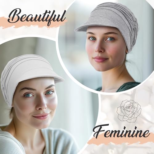 Image of 6 Pcs Chemo Cancer Hat for Women Breathable Bamboo Newsboy Baseball Cap Soft Headwear for Cancer Patient Hair Loss