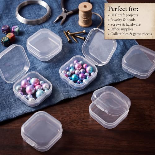 Image of 6 Pieces Mini Plastic Clear Beads Storage Containers Box for Collecting Small Items, Beads, Jewelry, Business Cards, Game Pieces, Crafts (1.37 x 1.37 x 0.7 Inch)