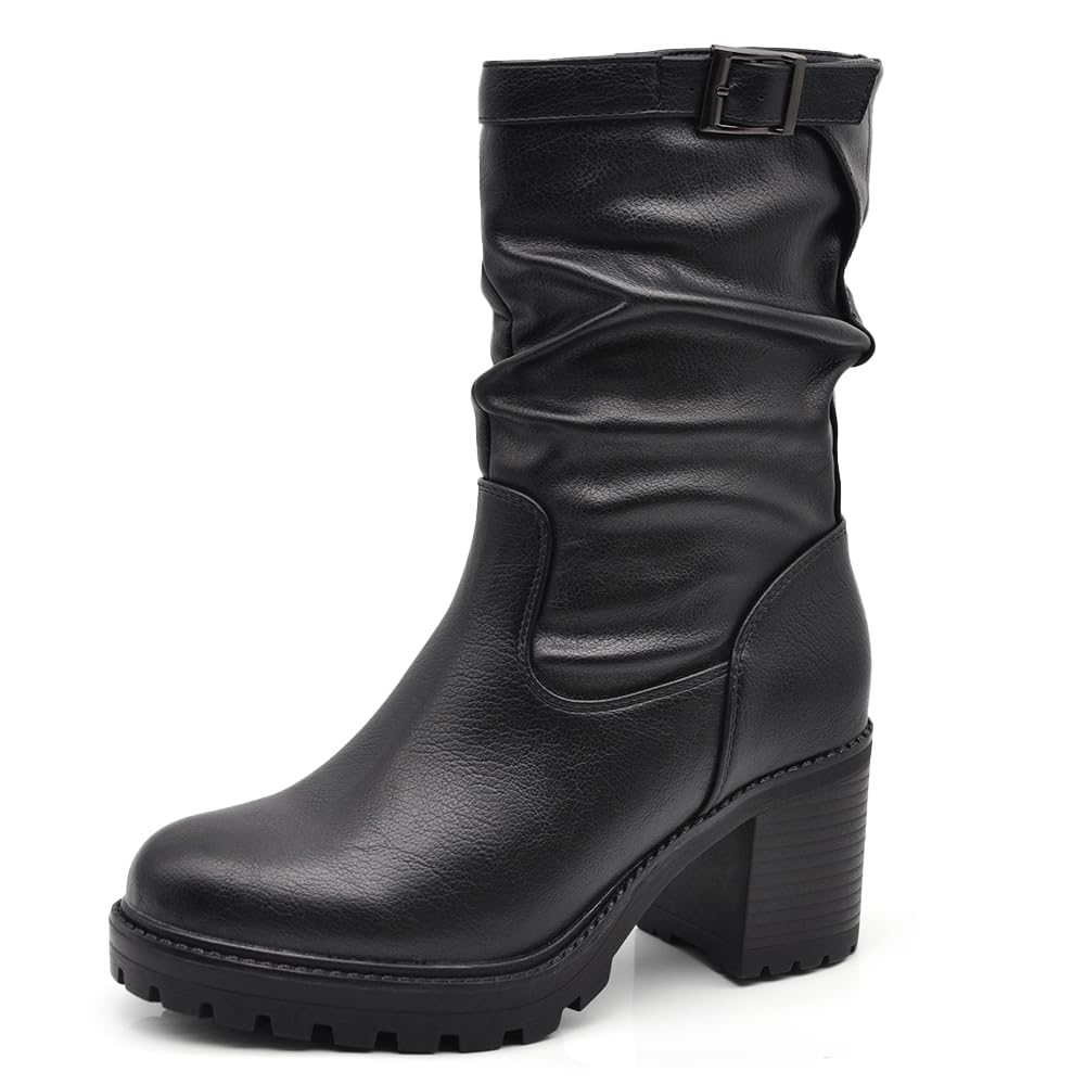 IF FASHION Stivaletti Tronchetti Chelsea da Donna In Pelle Sintetica Con Tacco Grosso Plateau 6629