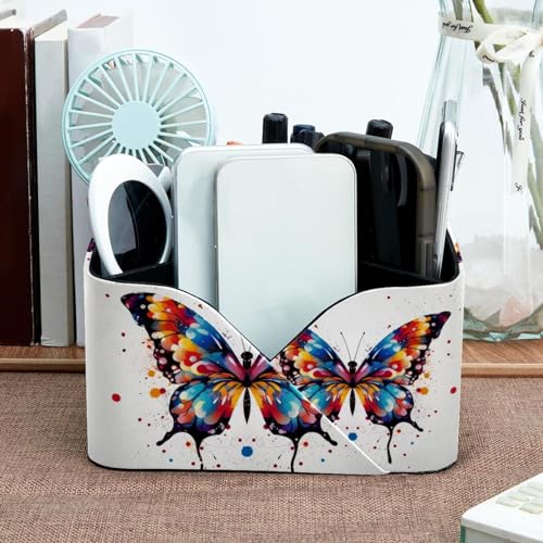 Porte-crayons rectangulaire aquarelle papillon pour bureau - 7