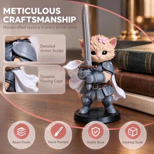 Bidobibo 3D Printed Cats Knight Figurines Animals Cat Toys for Desk Decor - image 4