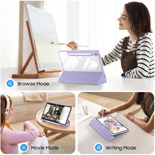 Image of Fintie Clear Case for Samsung Galaxy Tab S10 Lite /S10 FE /S9 FE 10.9'' | Tri-Fold Stand, Shockproof TPU Bumper, Auto Wake /Sleep, for Office & Entertainment, Fantasy Ombre