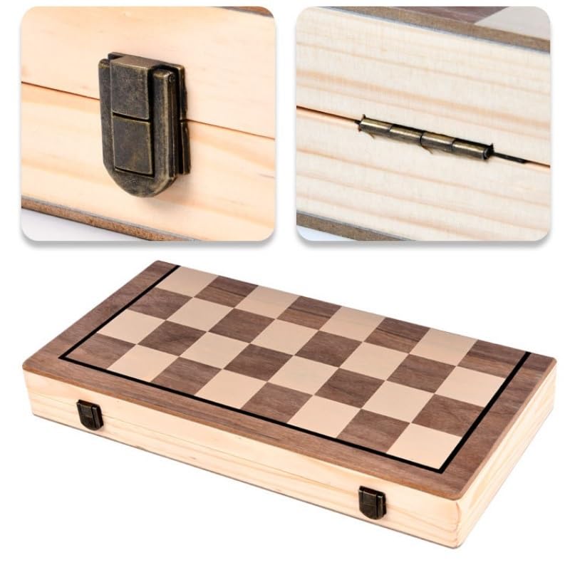 Jeu d'échecs 2 en 1, Jeux de société en Bois avec Instructions échecs